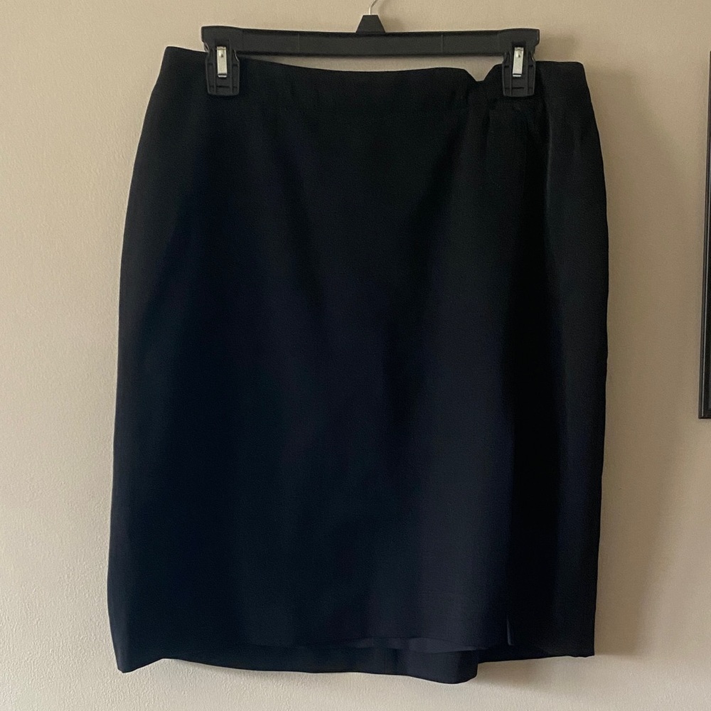 Armani Collezioni Virgin Wool Black Tailored Pencil Skirt
